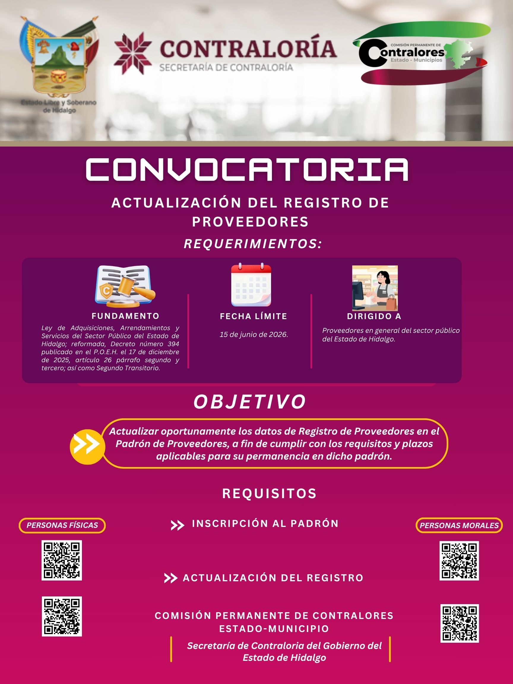 Convocatoria Registro de Proveedores