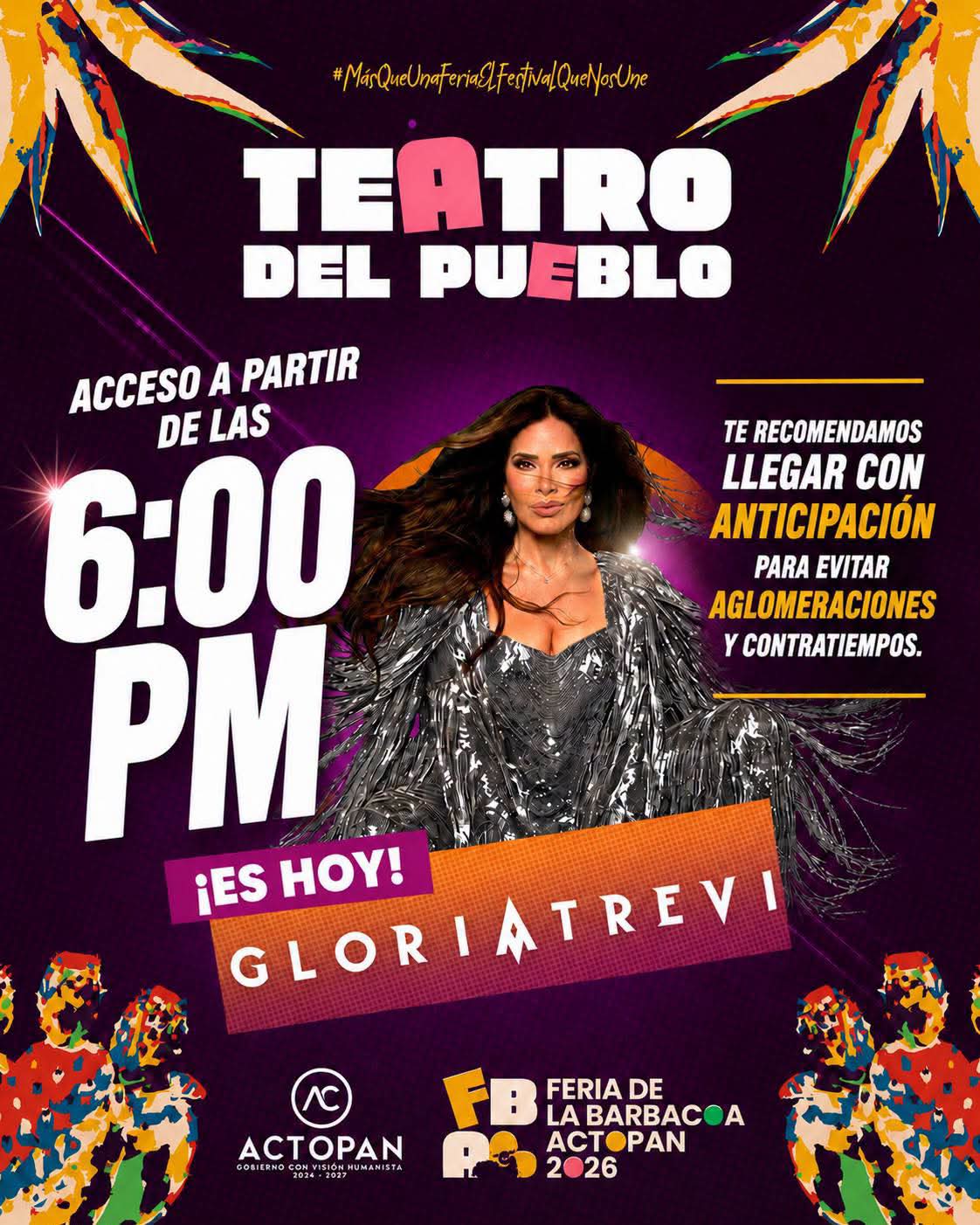 ¡Hoy! Gloria Trevi en el Teatro del Pueblo de Actopan